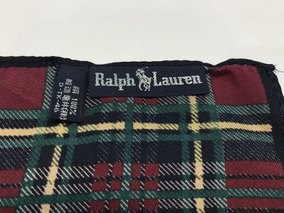 Ralph Lauren シルクスカーフ 花柄×チェック 03